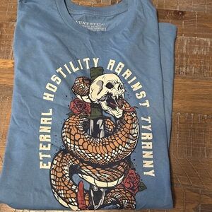 Grunt Style Blue Tee with Snake and Skull Graphic